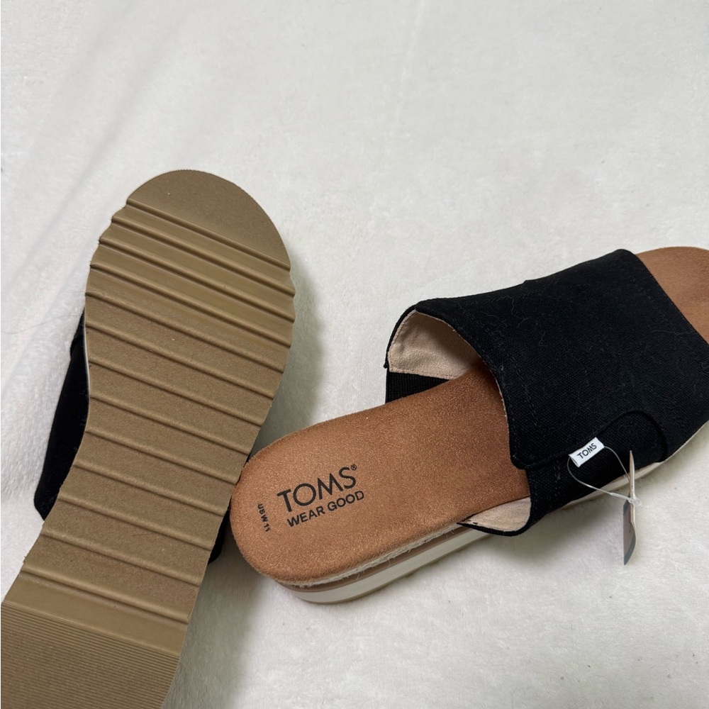 TOMS Black Canvas Espadrille Sandals - Picture 3 of 3